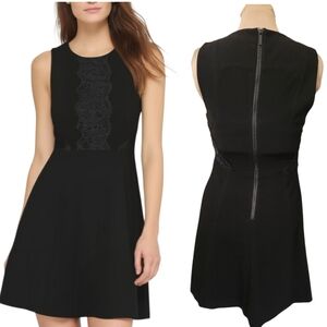 RACHEL ROY Black Sleeveless Lace Trim Skater Dress - Size 10
